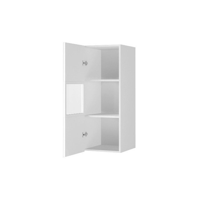 Vitrine suspendue, 1 porte vitrée avec LED intégrée collection ZANTE. Coloris blanc brillant.