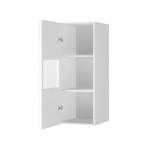 Vitrine suspendue, 1 porte vitrée avec LED intégrée collection ZANTE. Coloris blanc brillant.