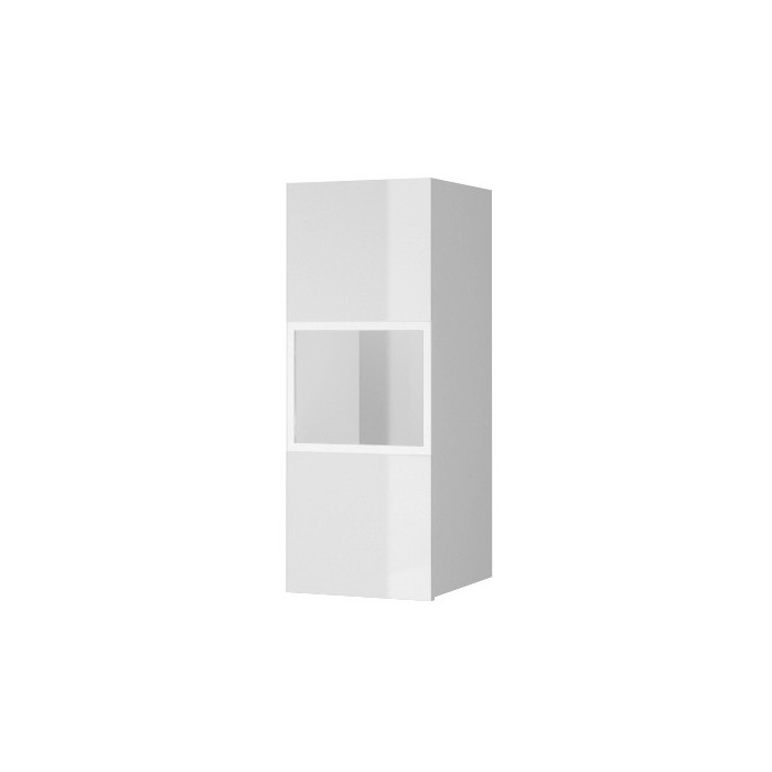 Vitrine suspendue, 1 porte vitrée avec LED intégrée collection ZANTE. Coloris blanc brillant.