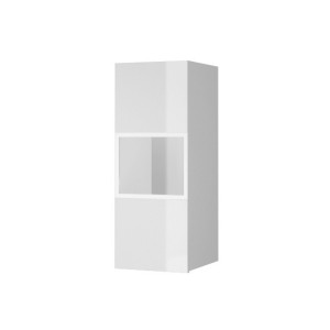 Vitrine suspendue, 1 porte vitrée avec LED intégrée collection ZANTE. Coloris blanc brillant.