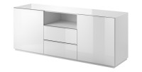 Buffet 180cm 2 portes et 2 tiroirs collection ZANTE. Coloris blanc brillant. LED incluses