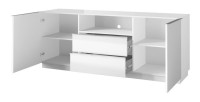 Buffet 180cm 2 portes et 2 tiroirs collection ZANTE. Coloris blanc brillant. LED incluses