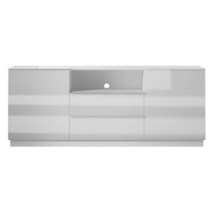 Buffet 180cm 2 portes et 2 tiroirs collection ZANTE. Coloris blanc brillant. LED incluses
