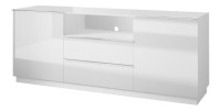 Buffet 180cm 2 portes et 2 tiroirs collection ZANTE. Coloris blanc brillant. LED incluses