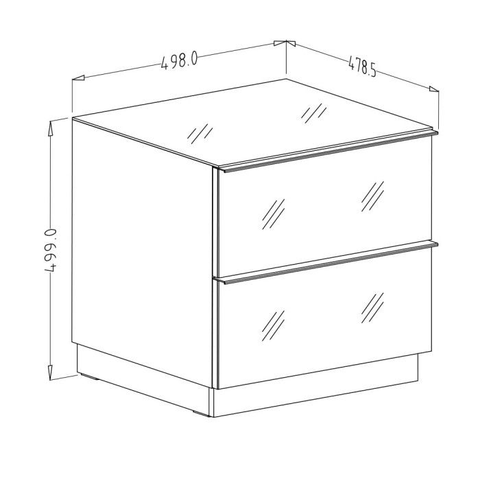 Petit Meuble TV ou meuble d'appoint 50cm collection ZANTE avec 2 tiroirs. Couleur blanc brillant.