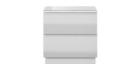 Petit Meuble TV ou meuble d'appoint 50cm collection ZANTE avec 2 tiroirs. Couleur blanc brillant.