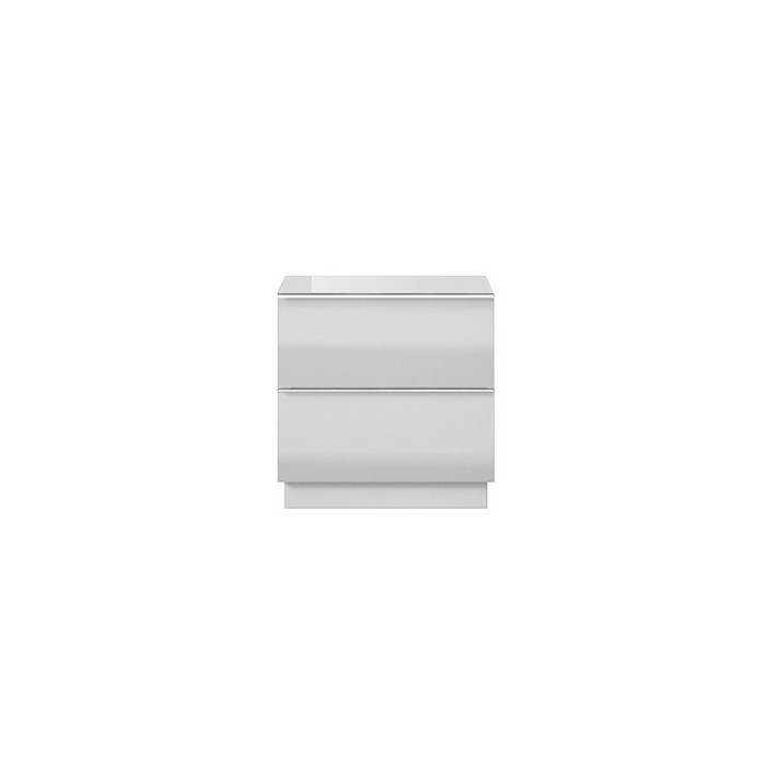Petit Meuble TV ou meuble d'appoint 50cm collection ZANTE avec 2 tiroirs. Couleur blanc brillant.