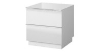 Petit Meuble TV ou meuble d'appoint 50cm collection ZANTE avec 2 tiroirs. Couleur blanc brillant.