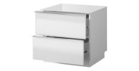 Petit Meuble TV ou meuble d'appoint 50cm collection ZANTE avec 2 tiroirs. Couleur blanc brillant.