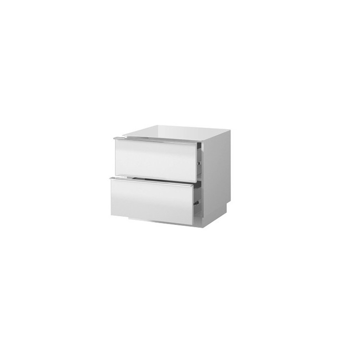 Petit Meuble TV ou meuble d'appoint 50cm collection ZANTE avec 2 tiroirs. Couleur blanc brillant.