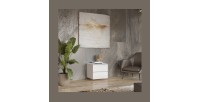 Petit Meuble TV ou meuble d'appoint 50cm collection ZANTE avec 2 tiroirs. Couleur blanc brillant.