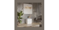 Petit Meuble TV ou meuble d'appoint 50cm collection ZANTE avec 2 tiroirs. Couleur blanc brillant.