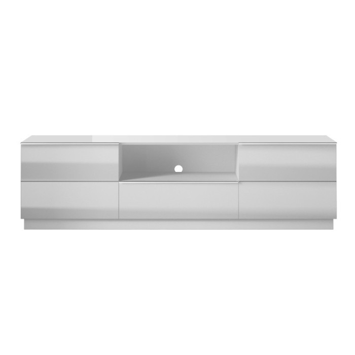 Meuble TV 180cm collection ZANTE avec 2 portes et 1 tiroir. LED incluses. Couleur blanc brillant.