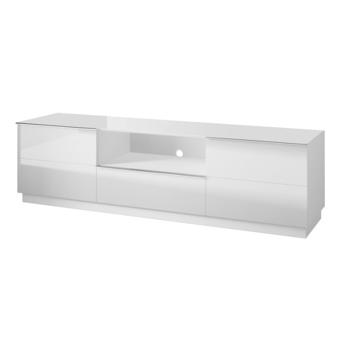 Meuble TV 180cm collection ZANTE avec 2 portes et 1 tiroir. LED incluses. Couleur blanc brillant.