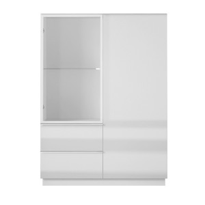 Buffet haut collection ZANTE. LED intégrées. Coloris blanc brillant.