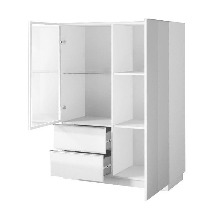Buffet haut collection ZANTE. LED intégrées. Coloris blanc brillant.