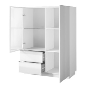 Buffet haut collection ZANTE. LED intégrées. Coloris blanc brillant.