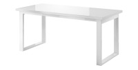Table extensible 10 personnes pour salle à manger Collection ZANTE. Coloris blanc brillant.
