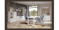Table extensible 10 personnes pour salle à manger Collection ZANTE. Coloris blanc brillant.
