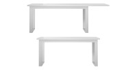 Table extensible 10 personnes pour salle à manger Collection ZANTE. Coloris blanc brillant.
