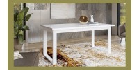 Table extensible 10 personnes pour salle à manger Collection ZANTE. Coloris blanc brillant.