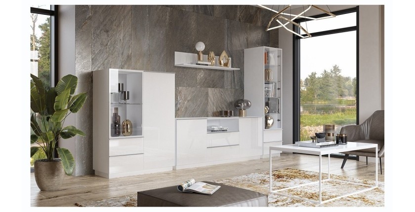 Table basse design collection ZANTE. Couleur blanc brillant.