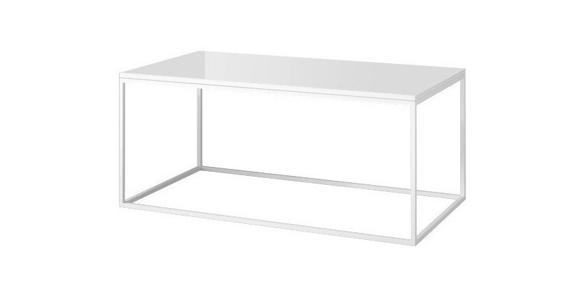 Table basse design collection ZANTE. Couleur blanc brillant.