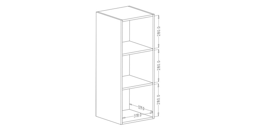Vitrine suspendue, 1 porte vitrée avec LED intégrée collection ZANTE. Coloris noir et gris brillant.