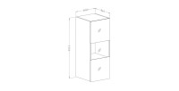 Vitrine suspendue, 1 porte vitrée avec LED intégrée collection ZANTE. Coloris noir et gris brillant.