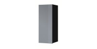 Vitrine suspendue 1 porte collection ZANTE. Coloris noir et gris brillant.
