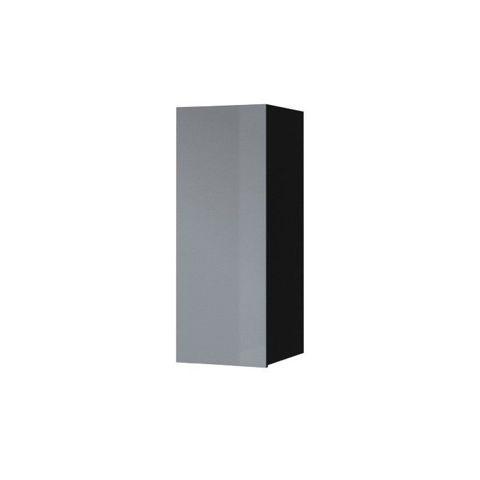 Vitrine suspendue 1 porte collection ZANTE. Coloris noir et gris brillant.