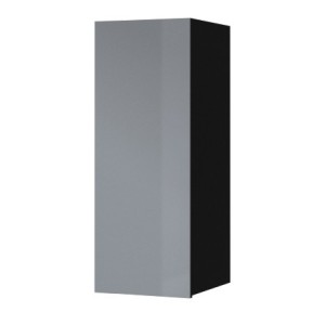 Vitrine suspendue 1 porte collection ZANTE. Coloris noir et gris brillant.