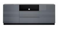 Buffet 180cm 2 portes et 2 tiroirs collection ZANTE. Coloris noir et gris brillant. LED incluses