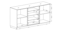 Buffet 160cm 2 portes et 4 tiroirs collection ZANTE. Coloris noir et gris brillant.