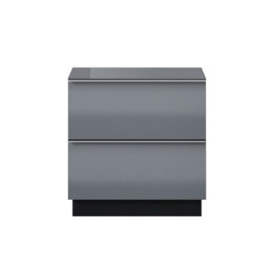 Petit Meuble TV ou meuble d'appoint 50cm collection ZANTE avec 2 tiroirs. Couleur noir et gris brillant.