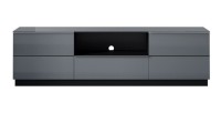 Meuble TV 180cm collection ZANTE avec 2 portes et 1 tiroir. LED incluses. Couleur noir et gris brillant.