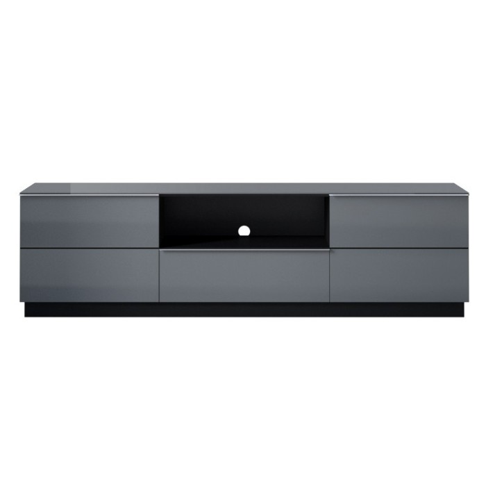 Meuble TV 180cm collection ZANTE avec 2 portes et 1 tiroir. LED incluses. Couleur noir et gris brillant.