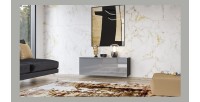 Meuble TV 120cm collection ZANTE avec 1porte. Couleur noir et gris brillant.