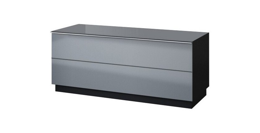 Meuble TV 120cm collection ZANTE avec 1porte. Couleur noir et gris brillant.