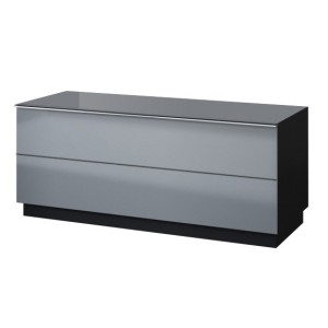 Meuble TV 120cm collection ZANTE avec 1porte. Couleur noir et gris brillant.