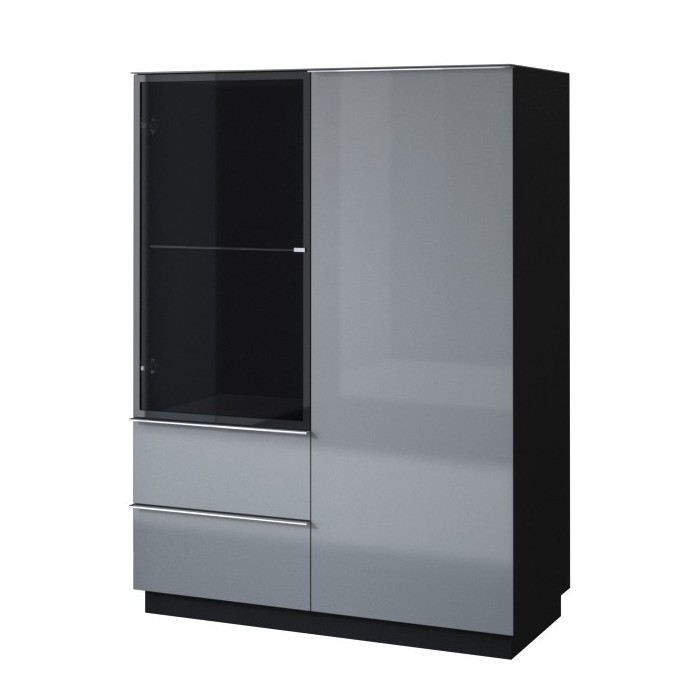 Buffet haut collection ZANTE. LED intégrées. Coloris noir et gris brillant.
