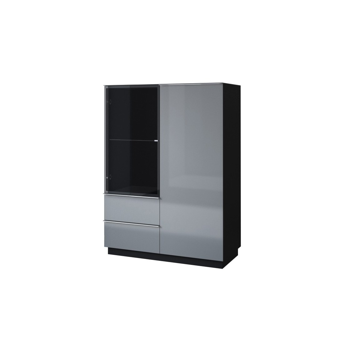 Buffet haut collection ZANTE. LED intégrées. Coloris noir et gris brillant.