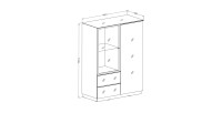 Buffet haut collection ZANTE. LED intégrées. Coloris noir et gris brillant.