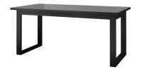 Table extensible 10 personnes pour salle à manger Collection ZANTE. Coloris noir et gris brillant.