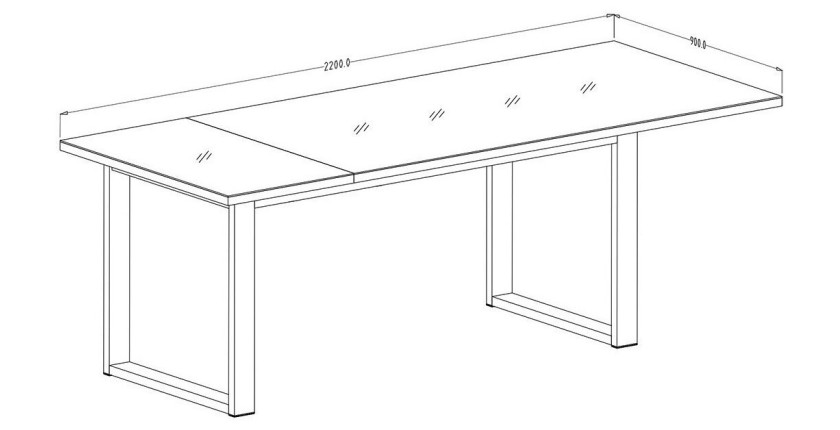 Table extensible 10 personnes pour salle à manger Collection ZANTE. Coloris noir et gris brillant.