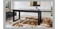 Table extensible 10 personnes pour salle à manger Collection ZANTE. Coloris noir et gris brillant.