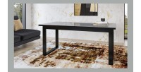 Table extensible 10 personnes pour salle à manger Collection ZANTE. Coloris noir et gris brillant.