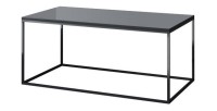 Table basse design collection ZANTE. Couleur noir et gris brillant.