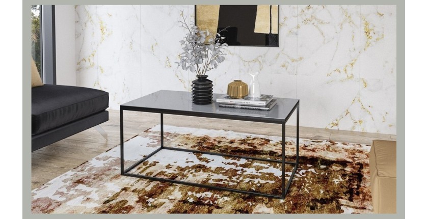 Table basse design collection ZANTE. Couleur noir et gris brillant.