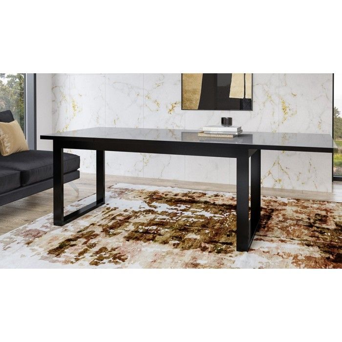 Ensemble de 6 meubles de salon collection ZANTE. Couleur noir et gris brillant.